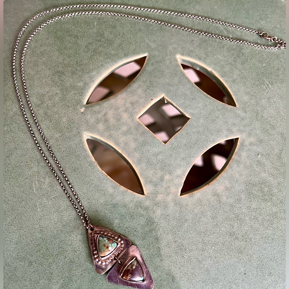 Real Turquoise Triangle Pendant Necklace from Fernweh Designs